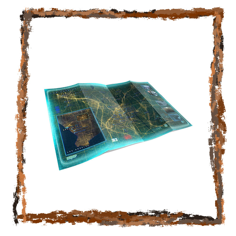 Folded map with a brown decorative border