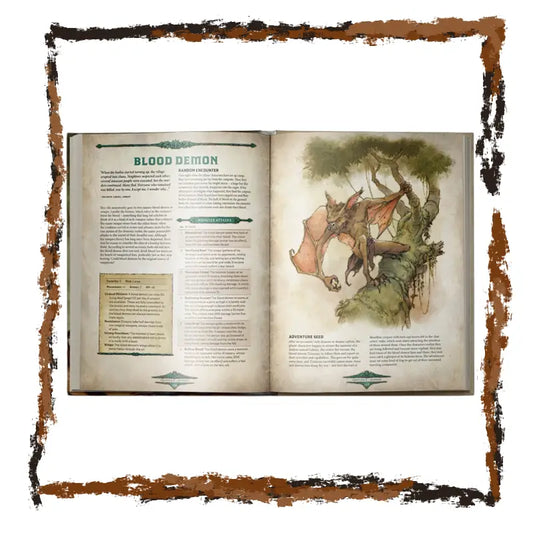 Open book with illustrations and text on a white background