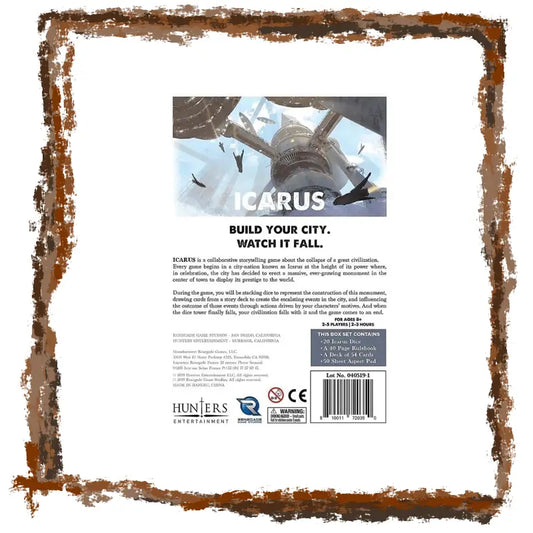 Back cover of a boxed Icarus game.