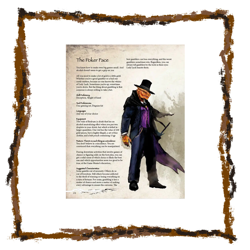 Illustration of a man in a suit with a poem titled 'The Poker Face' on a textured background