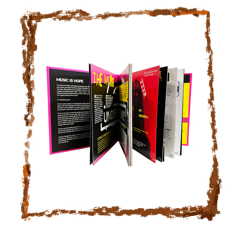 Open book with colorful pages on a white background
