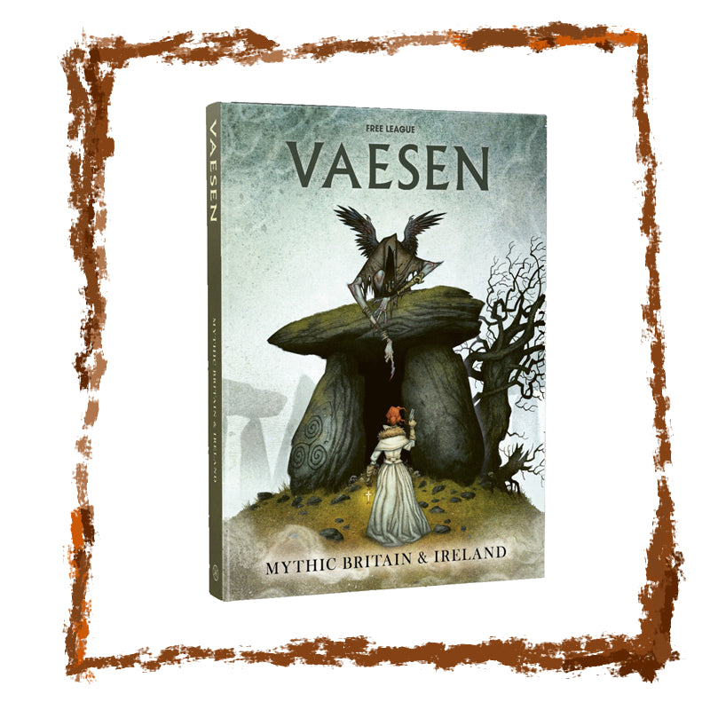 Book titled 'VAESEN Mythic Britain & Ireland' with a fantasy design on the cover.