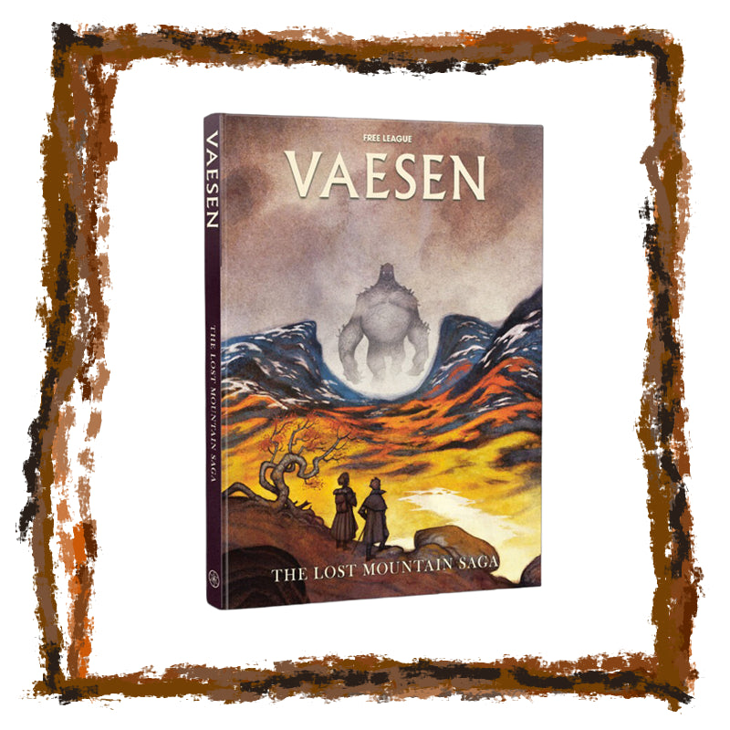 Book titled 'VaeSen: The Lost Mountain Saga' with a fantasy cover design.