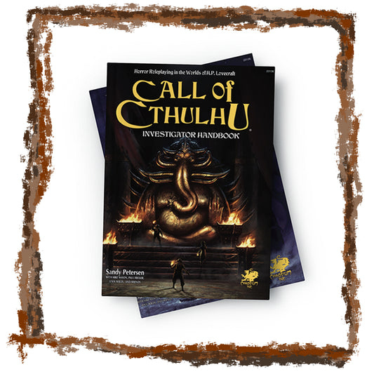 Call of Cthulhu Investigator Handbook with a dark cover design on a white background
