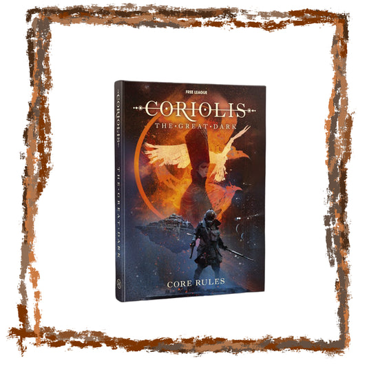 Game book titled 'Coriolis: The Great Dark' with a fantasy design on the cover.