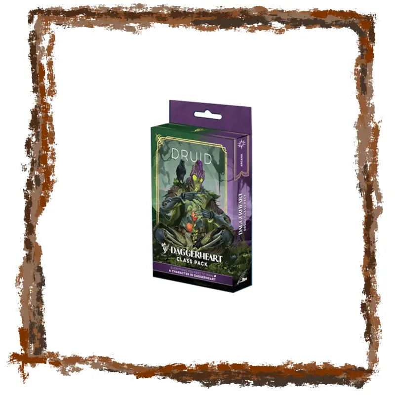 Card game box for 'Druid' from 'Daggerheart'  with a decorative brown border.