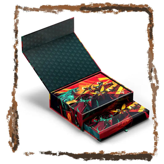 Decorative box with colorful design on a white background