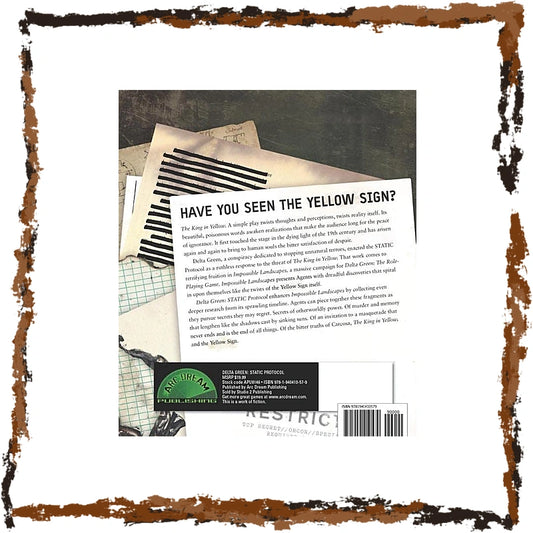 A book cover for 'Have You Seen the Yellow Sign?' by Dr. King of Yellows, featuring a white background with a distressed brown border.