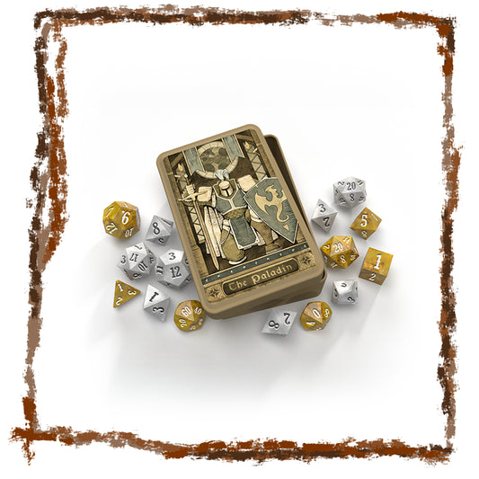 Decorative box with dice set on a white background