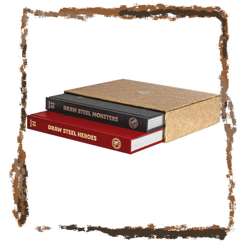 Two books titled 'Draw Steel Heroes' and 'Draw Steel Monsters' on a white background.