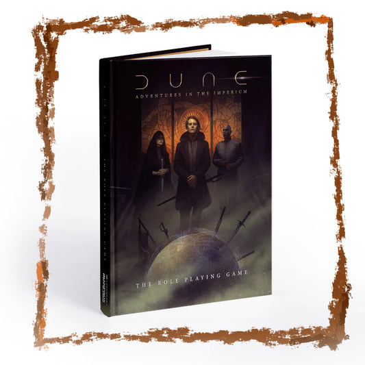 Book titled 'Dune: Adventures in the Imperium' on a white background