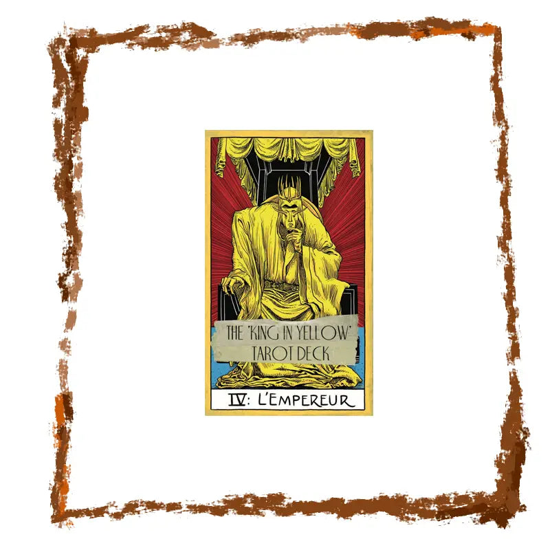 Tarot card featuring a figure in yellow robes with 'The King in Yellow' Tarot Deck text.