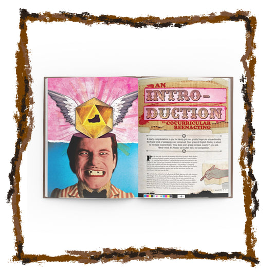 Magazine or book page with a colorful cover featuring a person with wings and text about 'Intro-ductions'.