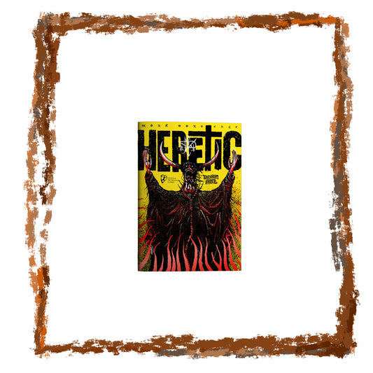 Book cover with a dark and intense design on a white background