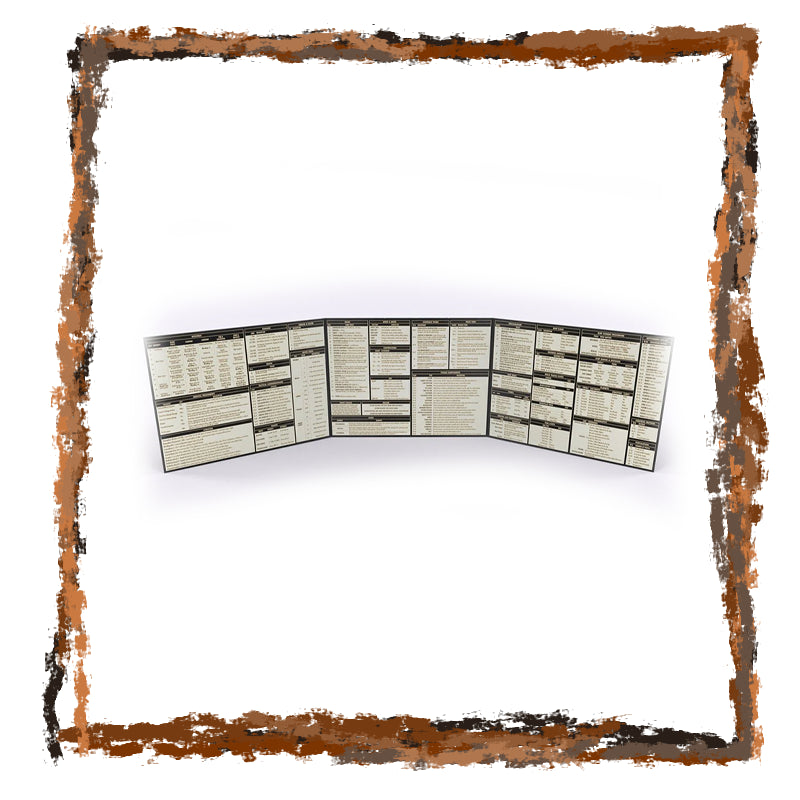 Folding chart with text on a white background, framed with a brown border.
