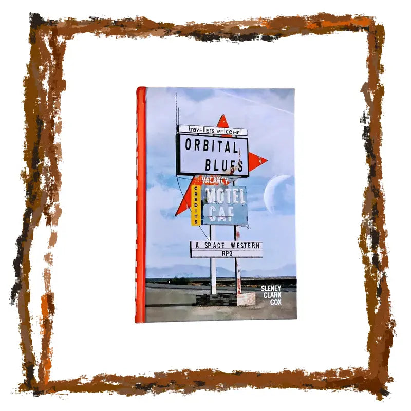 Book cover of 'Orbital Blues' with a vintage sign design on a white background