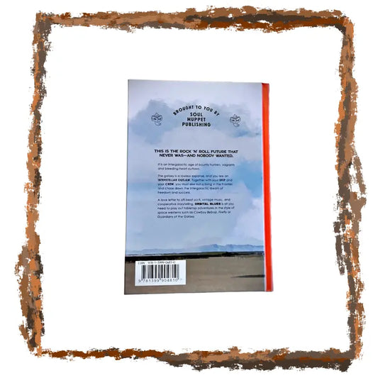 Back cover of a book with text and a barcode, framed with a decorative border.