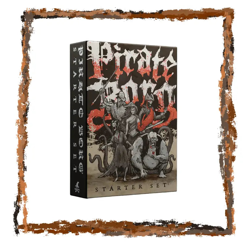 Fantasy game starter set box with artistic design on a white background
