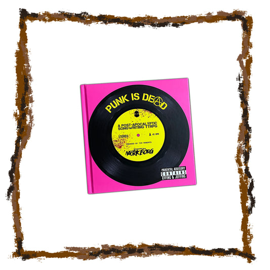 Book cover with a vinyl record design titled 'Punk is Dead' on a pink background.