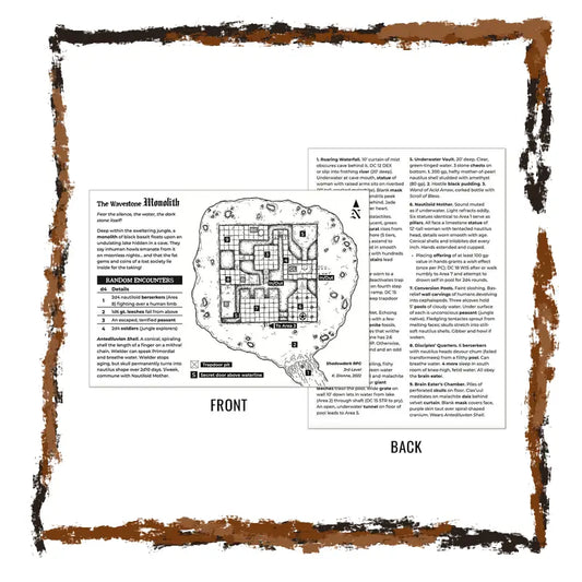 Map and text layout with a decorative brown border on a white background