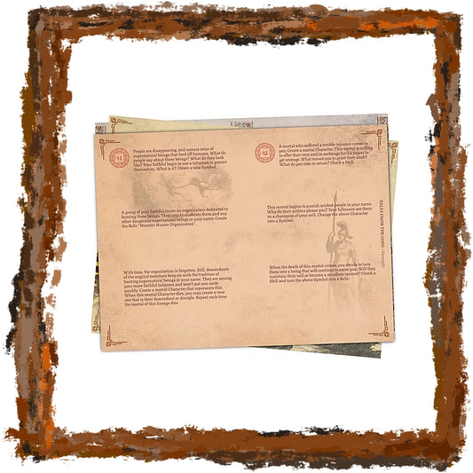 A vintage-style educational poster or booklet page with printed text and small illustrations, shown against a white background with a distressed brown rustic border around the edges.