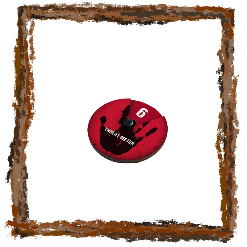 Red threat meter with number 6 and silhouette of a person on a white background