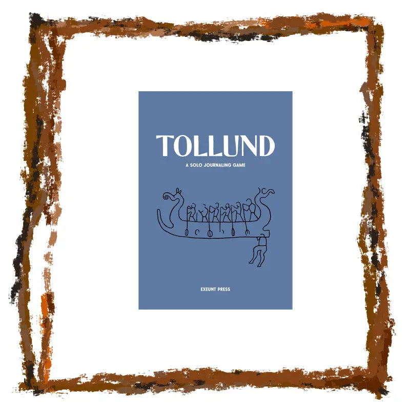 Blue book cover of 'TOLLUND' with a decorative brown border