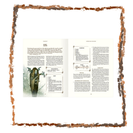 Game rulebook page with a dragon illustration and text on a white background